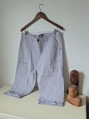 Light Gray Women's Cropped Cargo Pants